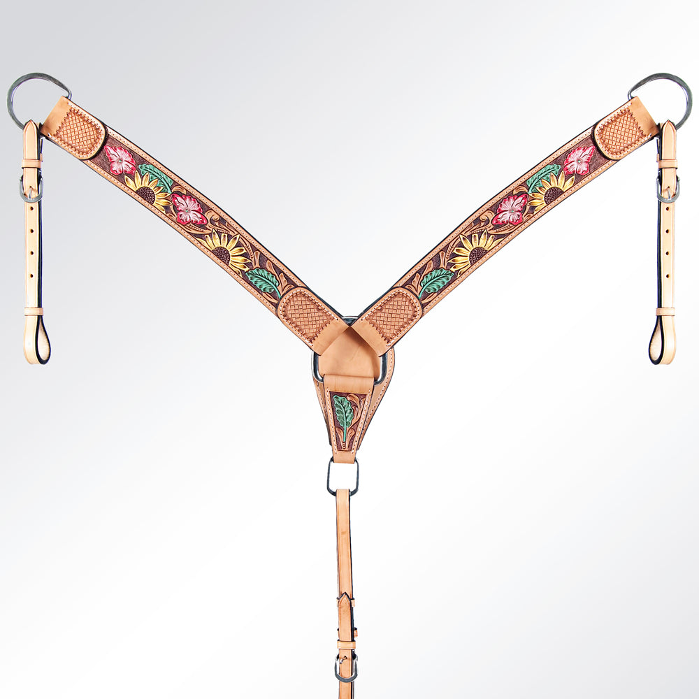AMERICAN DARLING Western Horse Headstall Breast Collar Set Leather