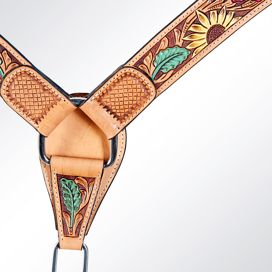 AMERICAN DARLING Western Horse Headstall Breast Collar Set Leather