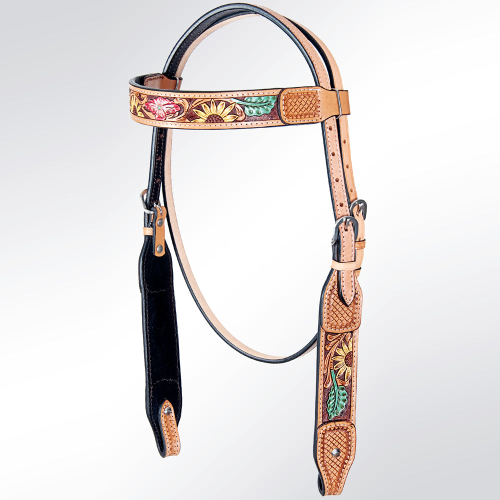 AMERICAN DARLING Western Horse Headstall Breast Collar Set Leather