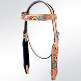 AMERICAN DARLING Western Horse Headstall Breast Collar Set Leather