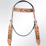 AMERICAN DARLING Western Horse Headstall Breast Collar Set Leather