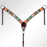 AMERICAN DARLING Western Horse Headstall Breast Collar Set Leather