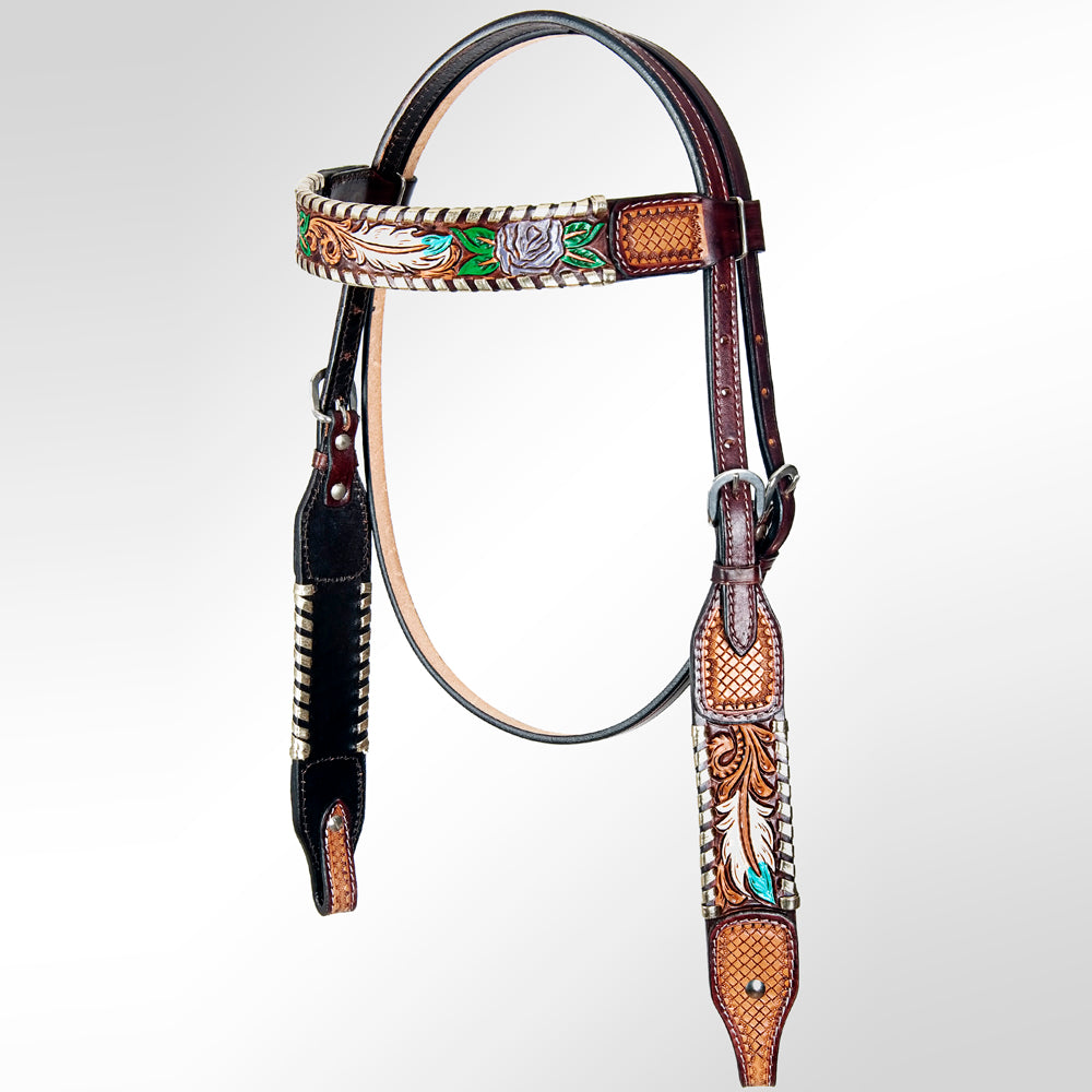 AMERICAN DARLING Western Horse Headstall Breast Collar Set Leather