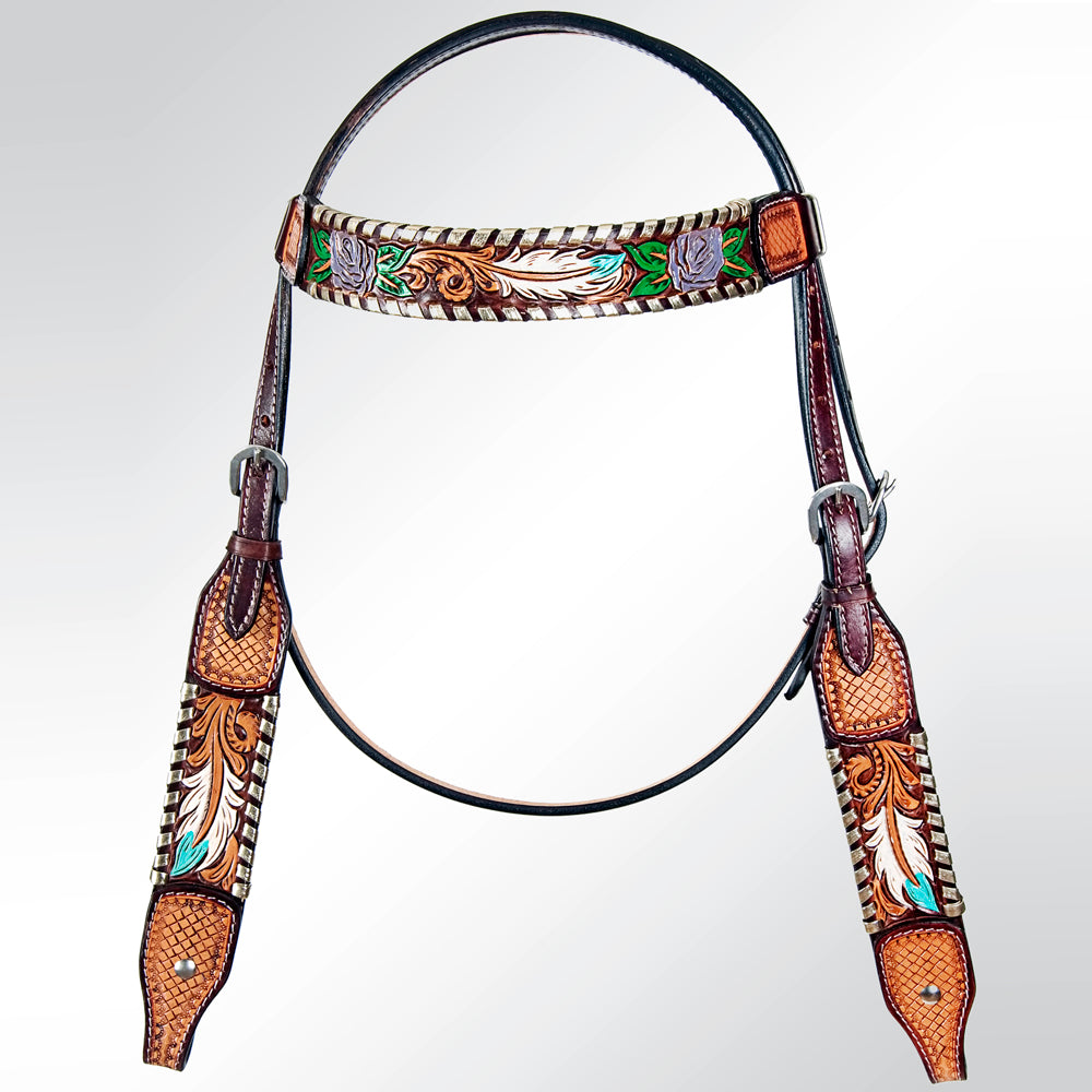 AMERICAN DARLING Western Horse Headstall Breast Collar Set Leather