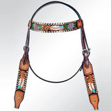 AMERICAN DARLING Western Horse Headstall Breast Collar Set Leather