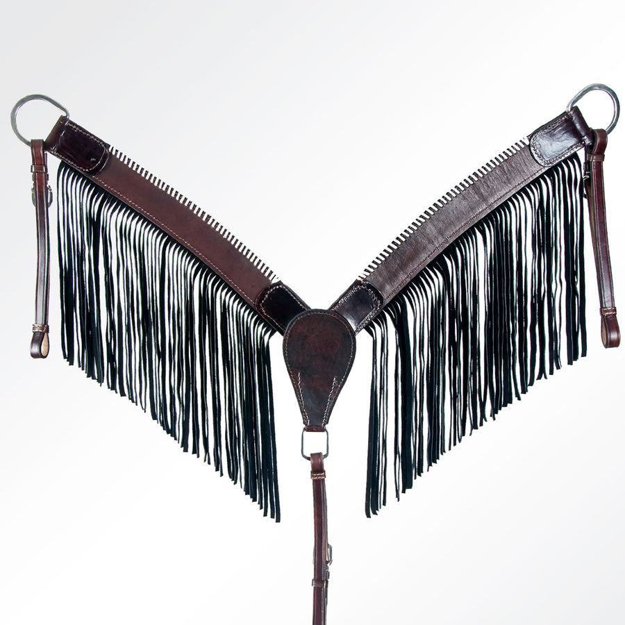 American Darling ADPAF124-BC Western Horse Floral Breast Collor Genuine Leather Tan