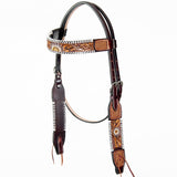 American Darling ADPAF124-HS Western Horse Floral Headstall Genuine Leather Tan