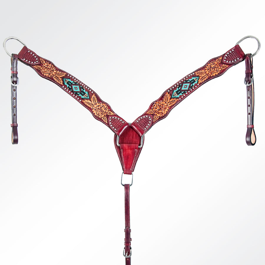 AMERICAN DARLING Western Horse Headstall Breast Collar Set Leather