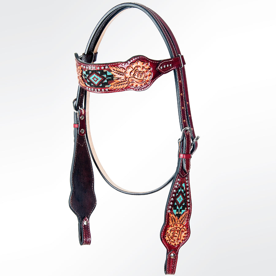 AMERICAN DARLING Western Horse Headstall Breast Collar Set Leather