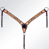 AMERICAN DARLING Western Horse Headstall Breast Collar Set Leather