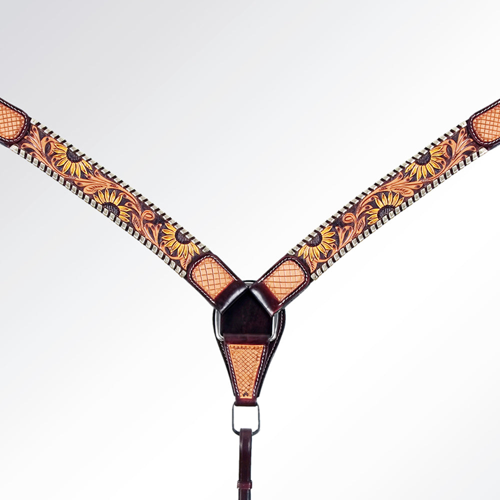 AMERICAN DARLING Western Horse Headstall Breast Collar Set Leather