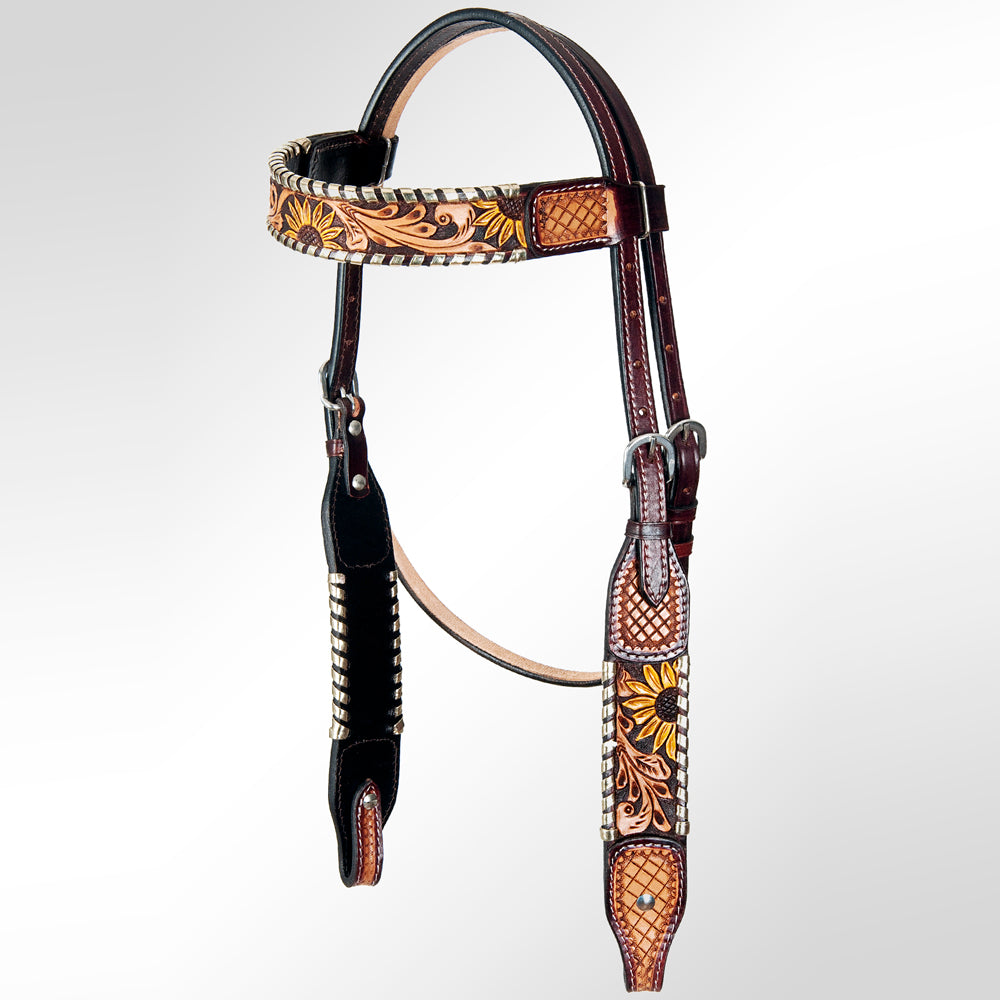 AMERICAN DARLING Western Horse Headstall Breast Collar Set Leather