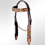 AMERICAN DARLING Western Horse Headstall Breast Collar Set Leather