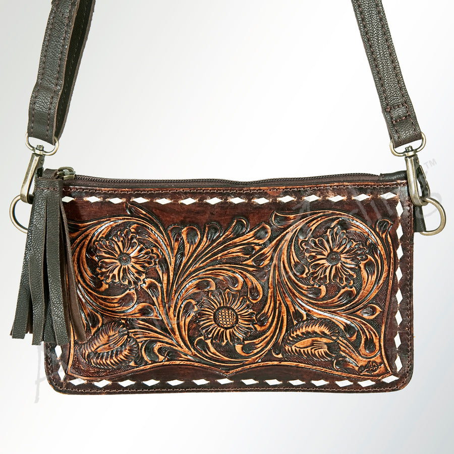 Ameran Darling Women's Crossbody Bag Western Hand Tooled Genuine Leather Handbag and Ladies Purse