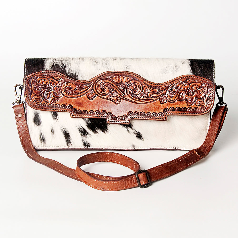 American Darling Wallet Hand Tooled Hair on Genuine Leather Western Women Bag | Handbag Purse Wristlet Travel Clutch