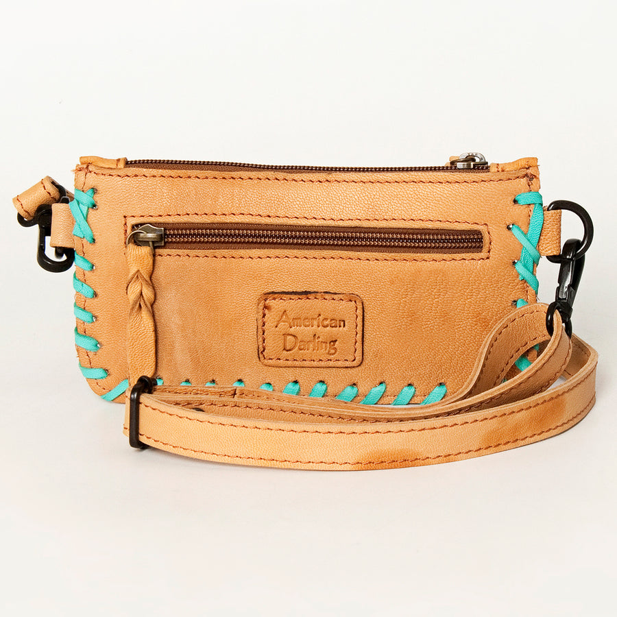 Ameran Darling Women's Wristlet Bag Western Hand Tooled Hair On Genuine Leather Handbag and Ladies Purse