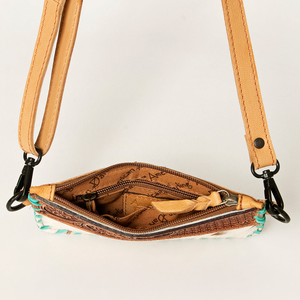 American Darling Wristlet Hand Tooled Hair On Genuine Leather Western Women Bag | Handbag Purse Travel Clutch