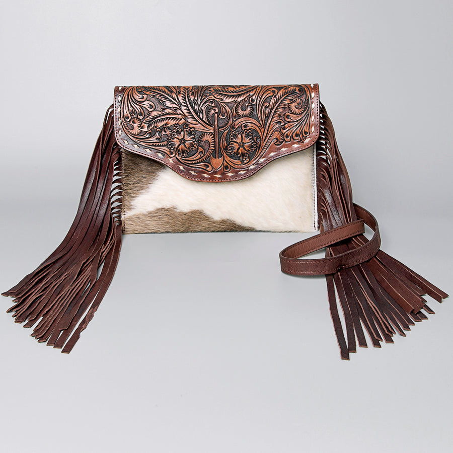 American Darling Envelope Hand Tooled Hair-On Genuine Leather Women Bag Western Handbag Purse | for Cute