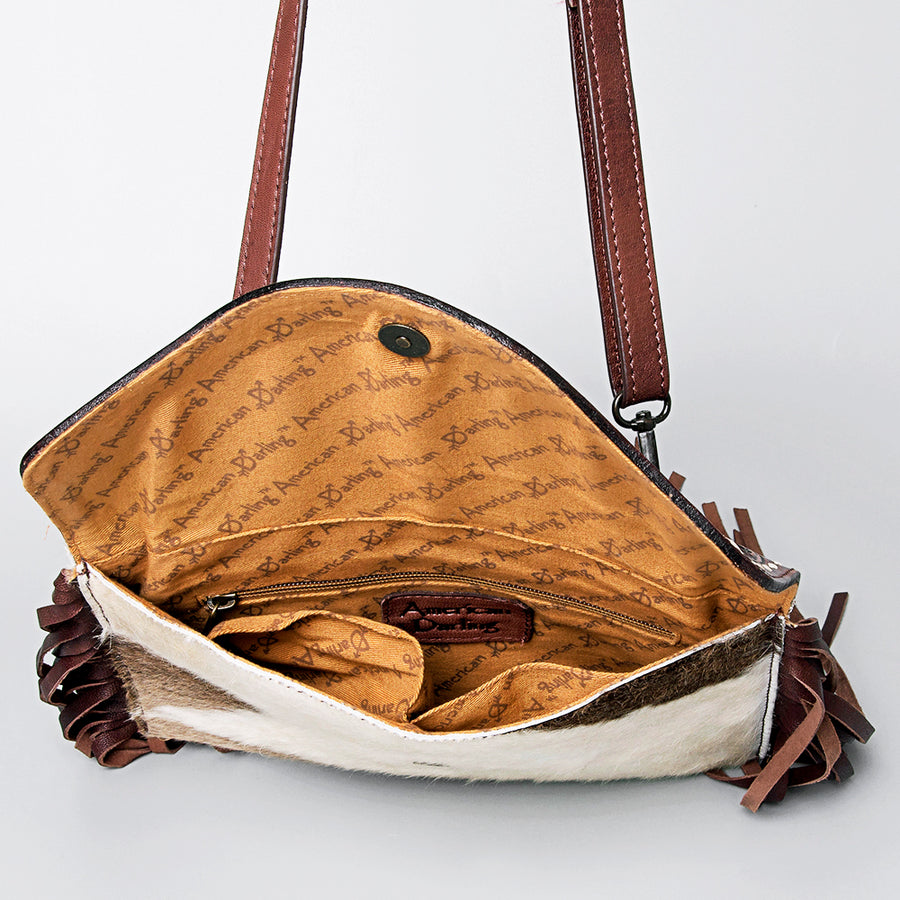 American Darling Envelope Hand Tooled Hair-On Genuine Leather Women Bag Western Handbag Purse | for Cute