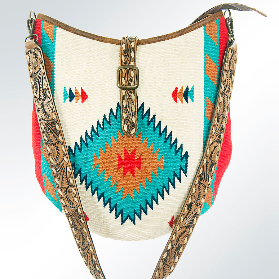 American Darling Tote Bag Hand Tooled Floral Carved Saddle Blanket Genuine Leather Western Purse with YKK Zipper