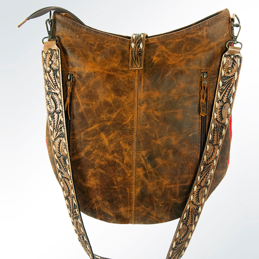 American Darling Tote Bag Hand Tooled Floral Carved Saddle Blanket Genuine Leather Western Purse with YKK Zipper