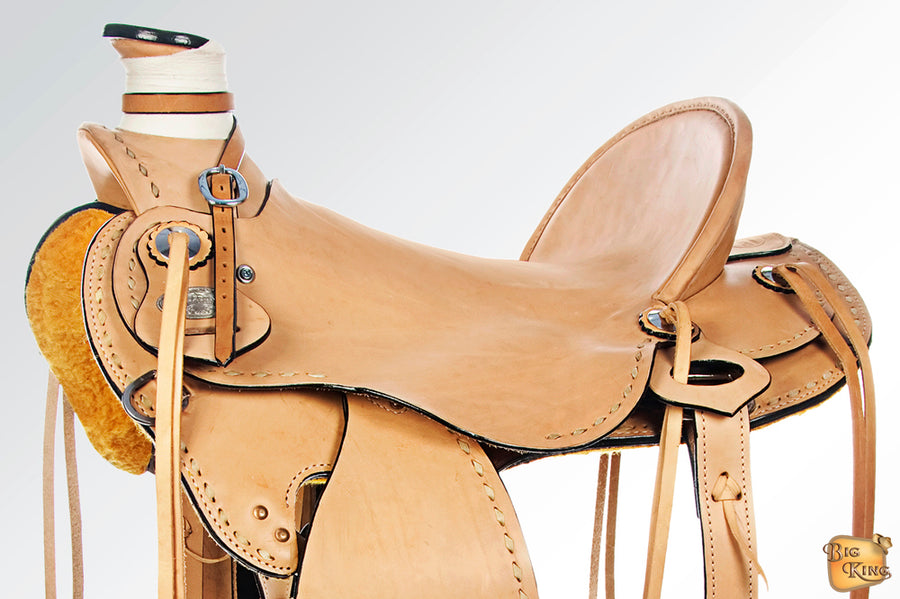 HILASON Western Horse Saddle American Leather Wade Ranch Roping Tan | Hand Tooled & For Horses