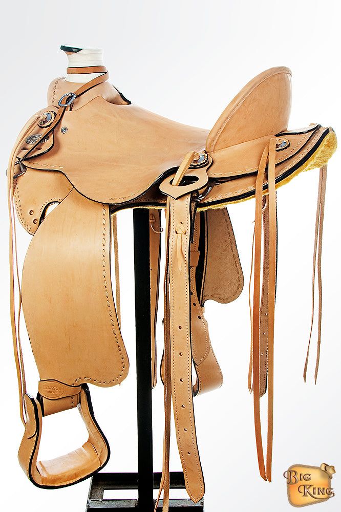 HILASON Western Horse Saddle American Leather Wade Ranch Roping Tan | Hand Tooled & For Horses