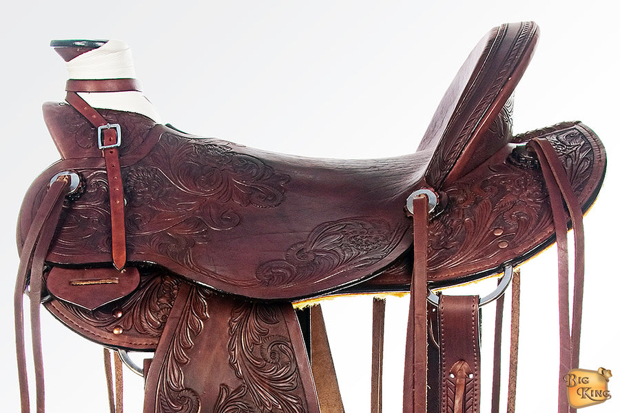 HILASON Western Horse Saddle American Leather Wade Ranch Roping Mahogany | Hand Tooled & For Horses