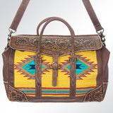 American Darling Duffel Saddle Blanket Hand Tooled Genuine Leather Western Women Bag | Handbag Duffle Weekend Travel Bags for