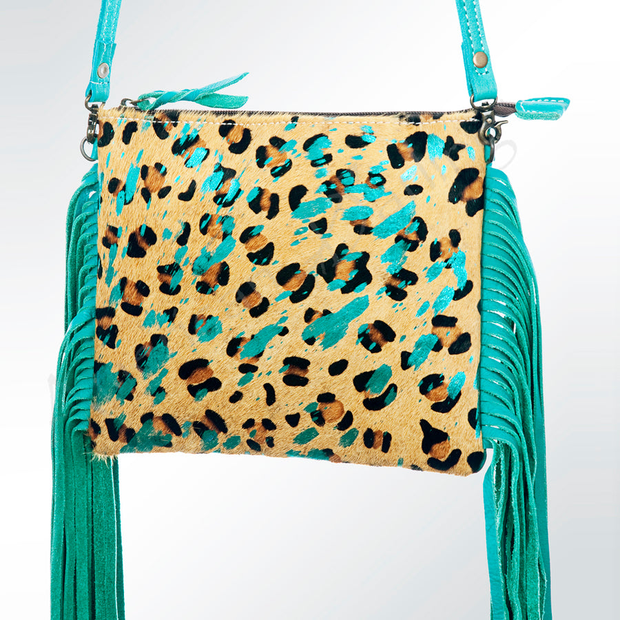 American Darling Hair-On Cowhide Crossbody Bag with Leather Fringe - Uhorse