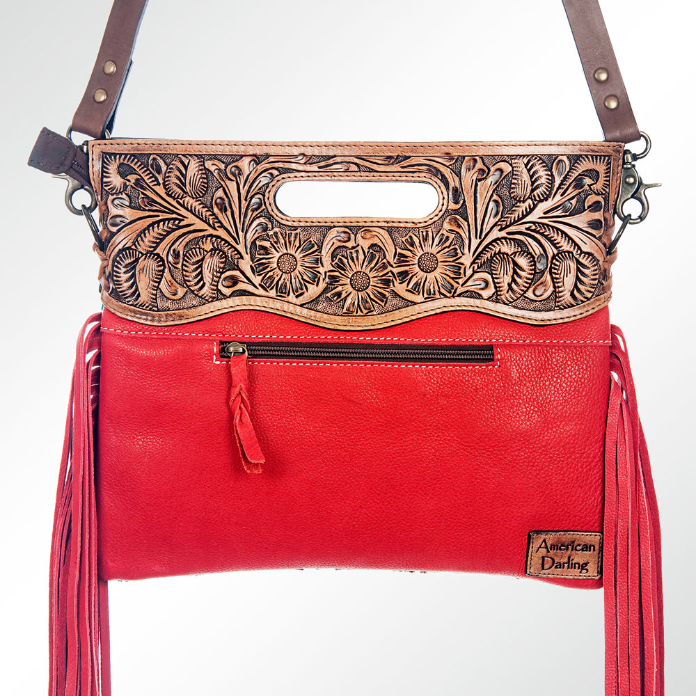 American Darling Clutch Hand Tooled Saddle Blanket Fabric Genuine Leather Western Women Bag Handbag Purse | Purses for Cute