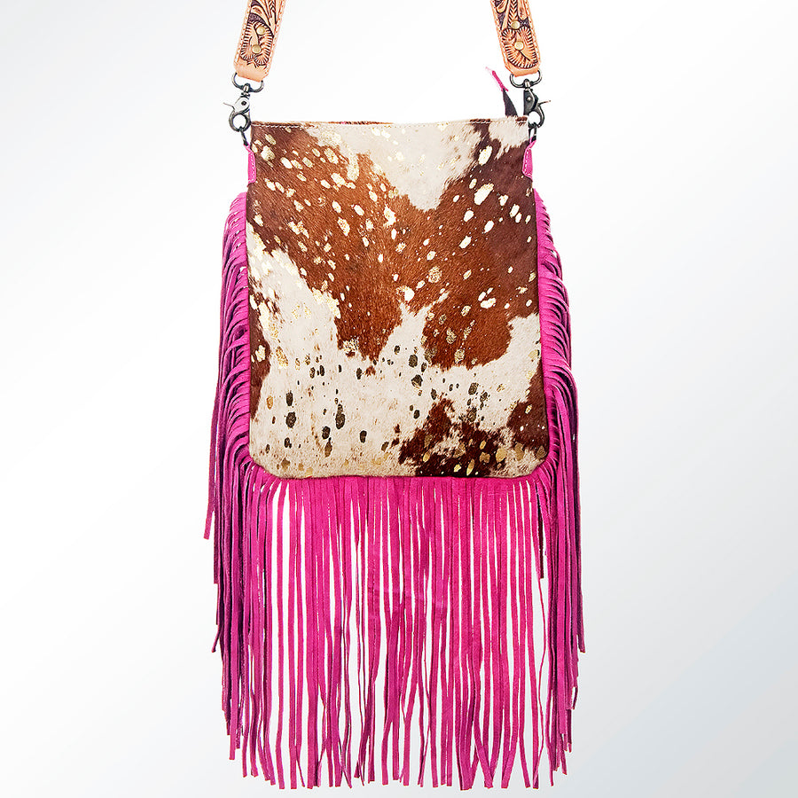 American Darling Messenger Hand Tooled Hair On Genuine Leather Western Women Bag Handbag Purse | Cute