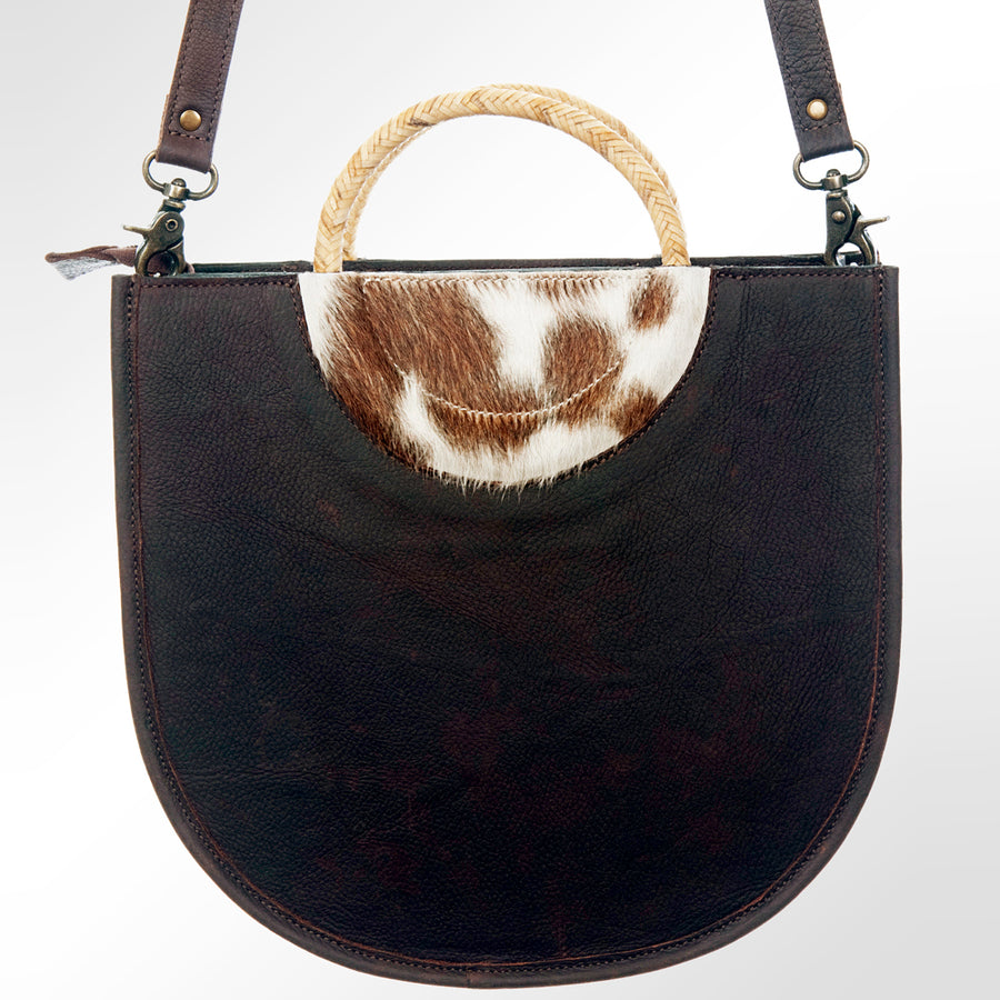 American Darling Tote Bag Hand Tooled Floral Carved Hair-On Cowhide Genuine Leather Western Purse with YKK Zipper