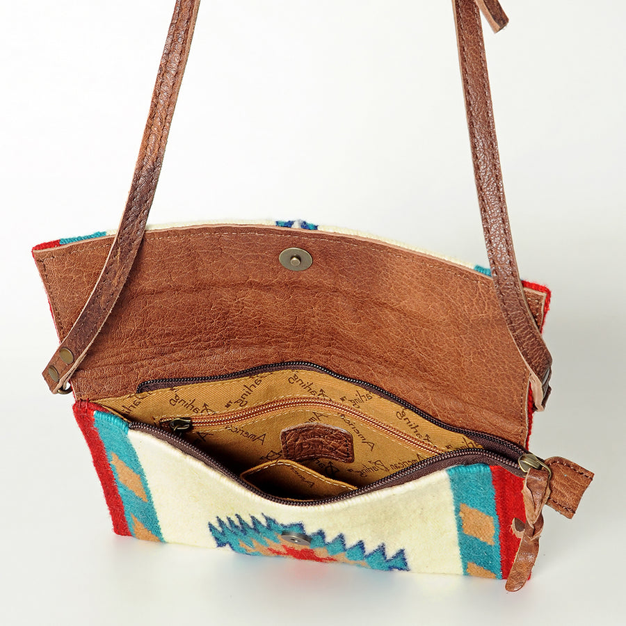 American Darling Small Cross body Bag Hand Woven Saddle Blanket Genuine Leather Western Purse with YKK Zipper