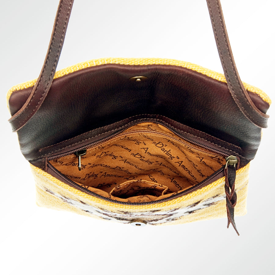 American Darling Cross body Bag Hand Woven Saddle Blanket Genuine Leather Western Purse with YKK Zipper