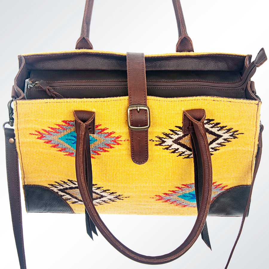 American Darling Tote Bag Hand Woven Saddle Blanket Genuine Leather Western Purse with Tassels and YKK Zipper
