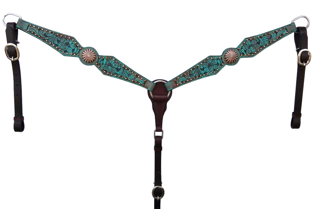 Bar H Equine American Leather Horse Saddle Tack One Ear Headstall Breast Collar Browband Wither Strap Spotted Pinwheel