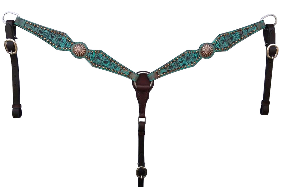 Bar H Equine American Leather Horse Saddle Tack One Ear Headstall Breast Collar Browband Wither Strap Set Spotted Pinwheel