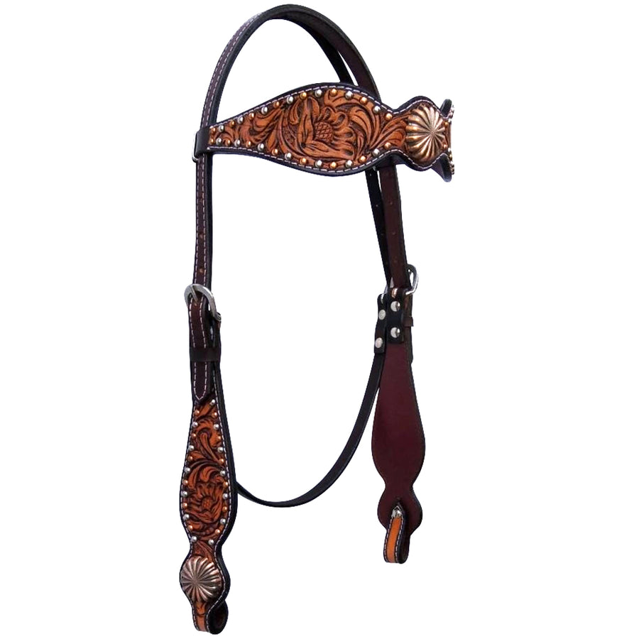 Bar H Equine American Leather Horse Saddle Tack Headstall Brown - Uhorse