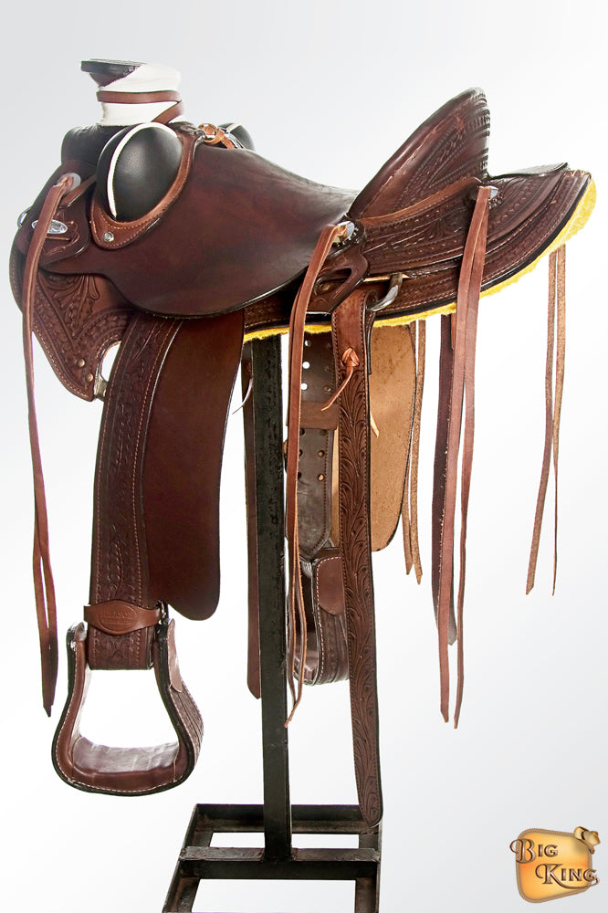 HILASON Western Horse Saddle American Leather Wade Ranch Roping Dark Brown | Hand Tooled & For Horses