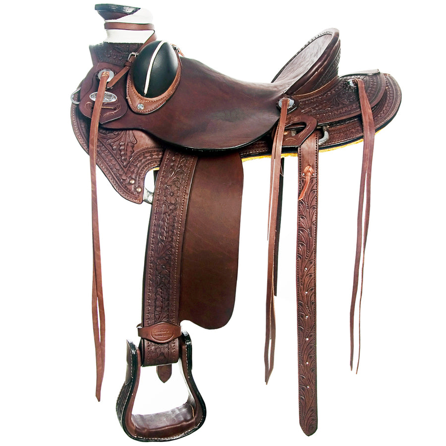 HILASON Western Horse Saddle American Leather Wade Ranch Roping Dark Brown | Hand Tooled & For Horses
