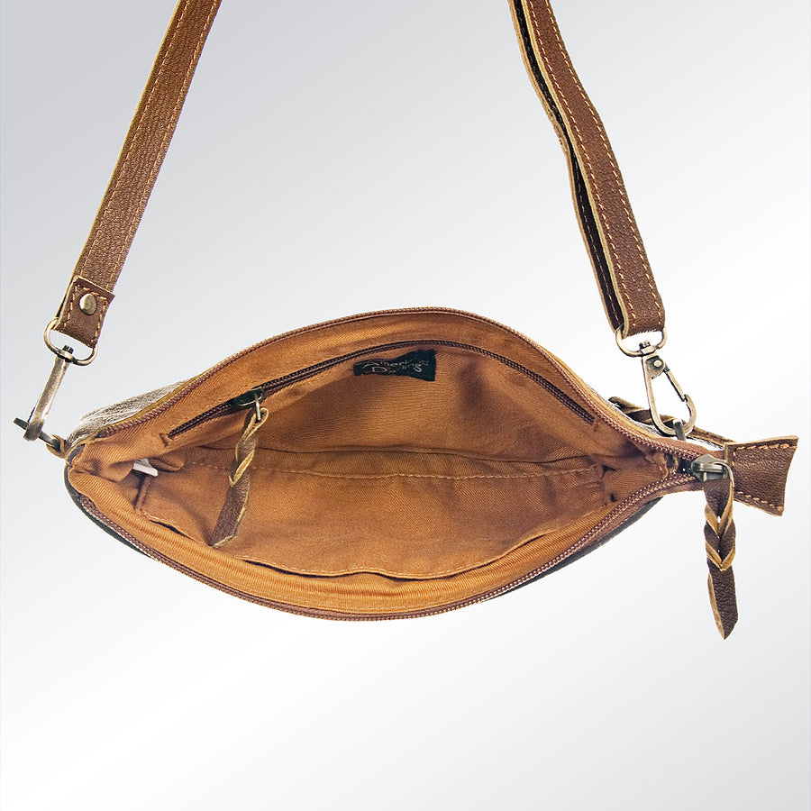 American Darling Small Crossbody Hand Tooled Hair On Genuine Leather Western Women Bag Handbag Purse | for Cute