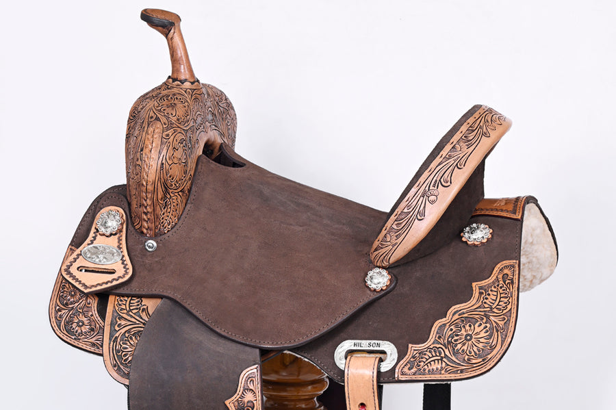 Western Horse Saddle Hilason Flex Tree American Leather Trail Barrel