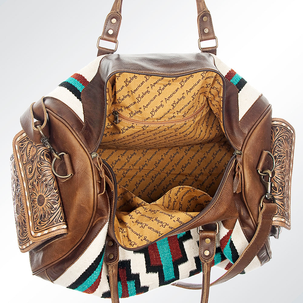 American Darling Duffel Saddle Blanket Genuine Leather Women Bag Western Handbag Purse| Handbag | Leather Duffel Bag