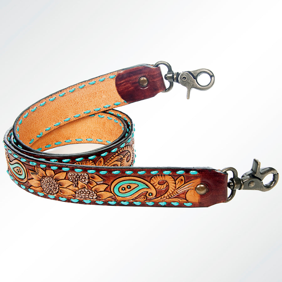 American Darling Hand Tooled Genuine Leather Crossbody Handle Strap for Bags Phone Wallet Purse Clutch