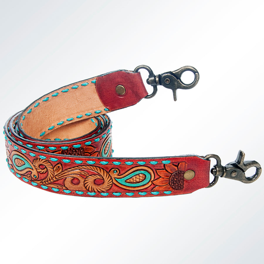 American Darling Hand Tooled Genuine Leather Crossbody Handle Strap for Bags Phone Wallet Purse Clutch
