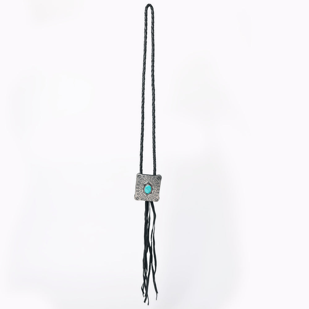 American Darling ADJW101B Braided Genuine Leather Jewelry Necklace with Concho