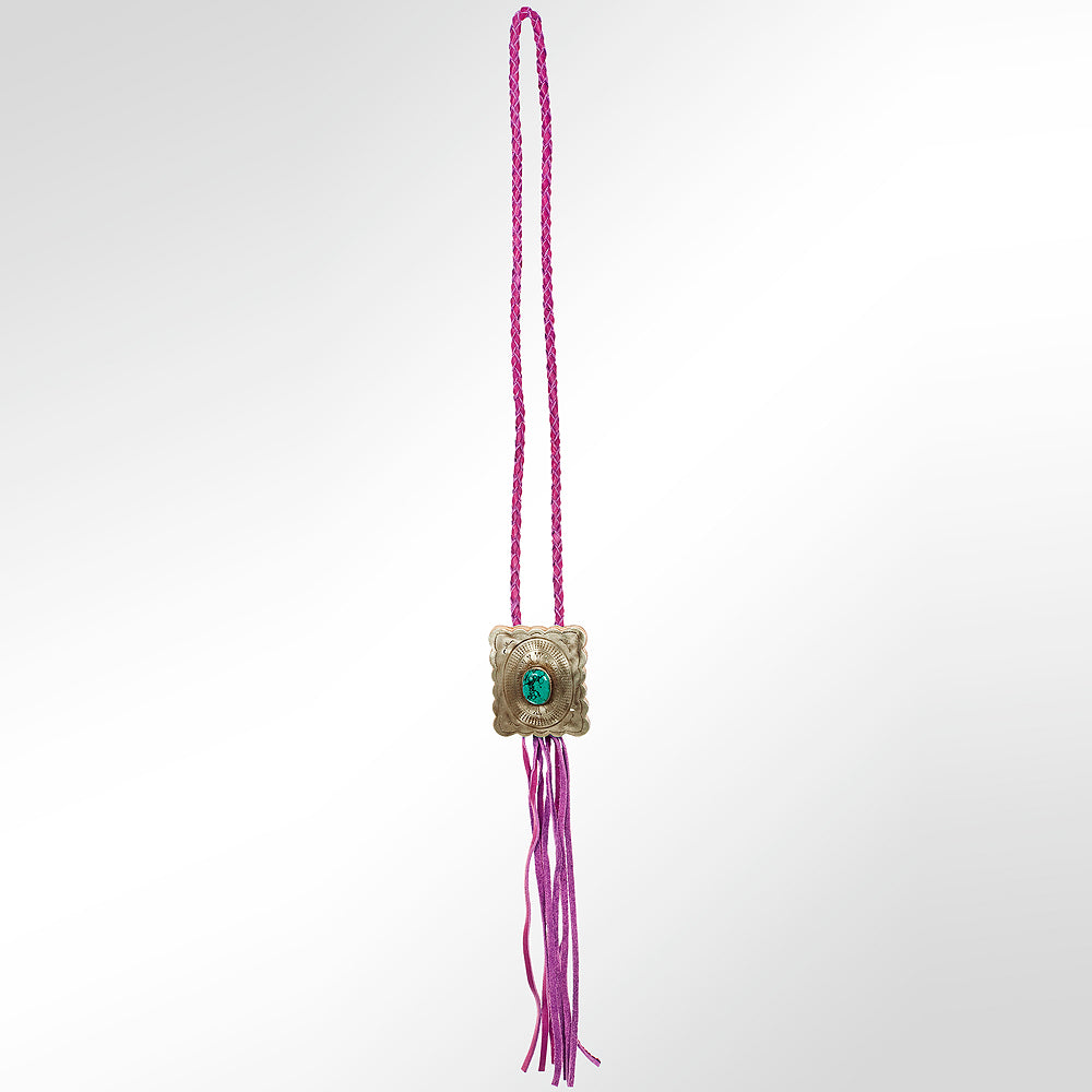 American Darling ADJW101E Braided Genuine Leather Jewelry Necklace with Concho