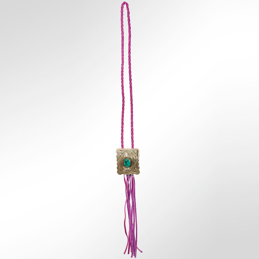 American Darling Braided Genuine Leather Jewelry Necklace with Concho Handmade Necklaces Timeless Piece for a Style