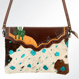 American Darling Clutch Hand Tooled Hair on Genuine Leather Western Women Bag Handbag | for Cute Travel Purse|